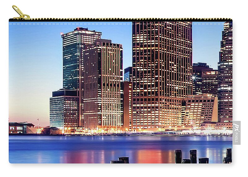 New York City Skyline Zip Pouch featuring the photograph Magic Manhattan Triptych_1 by Az Jackson