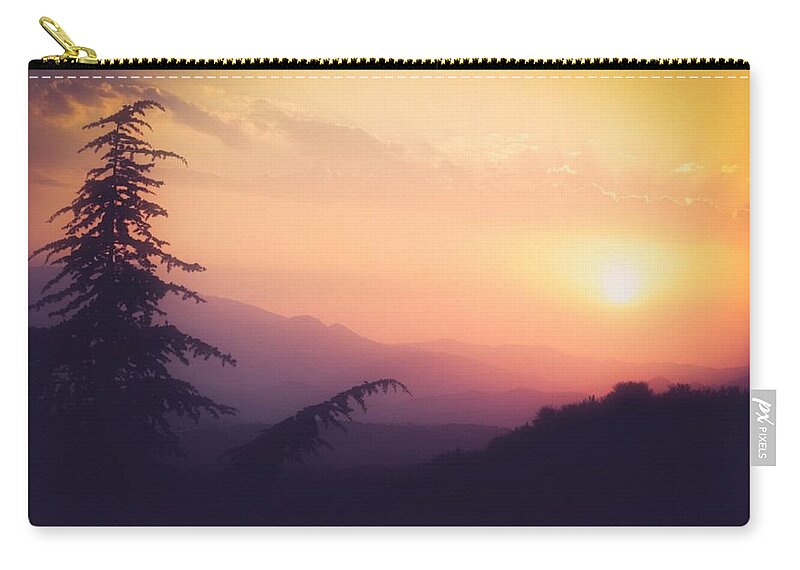 Tree Zip Pouch featuring the photograph Magic Tree SUNSET by Auranatura Art