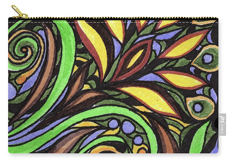 Floral Pattern Zip Pouch featuring the painting Magical Floral Pattern Tiffany Stained Glass Mosaic Decor II by Irina Sztukowski