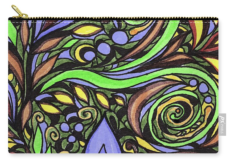 Floral Pattern Zip Pouch featuring the painting Magical Floral Pattern Tiffany Stained Glass Mosaic Decor III by Irina Sztukowski