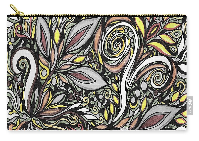 Floral Pattern Zip Pouch featuring the painting Magical Floral Pattern Tiffany Stained Glass Mosaic Decor XIII by Irina Sztukowski