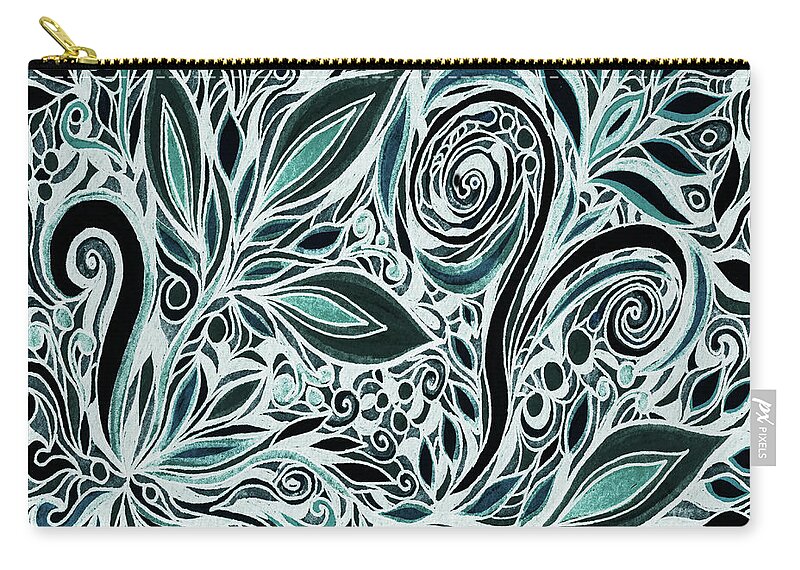 Floral Pattern Zip Pouch featuring the painting Magical Floral Pattern Tiffany Stained Glass Mosaic Decor XIV by Irina Sztukowski