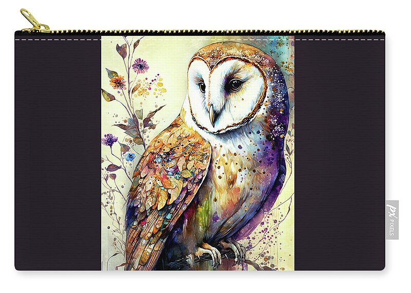 Barn Owl Zip Pouch featuring the painting Magnificent Barn Owl by Tina LeCour