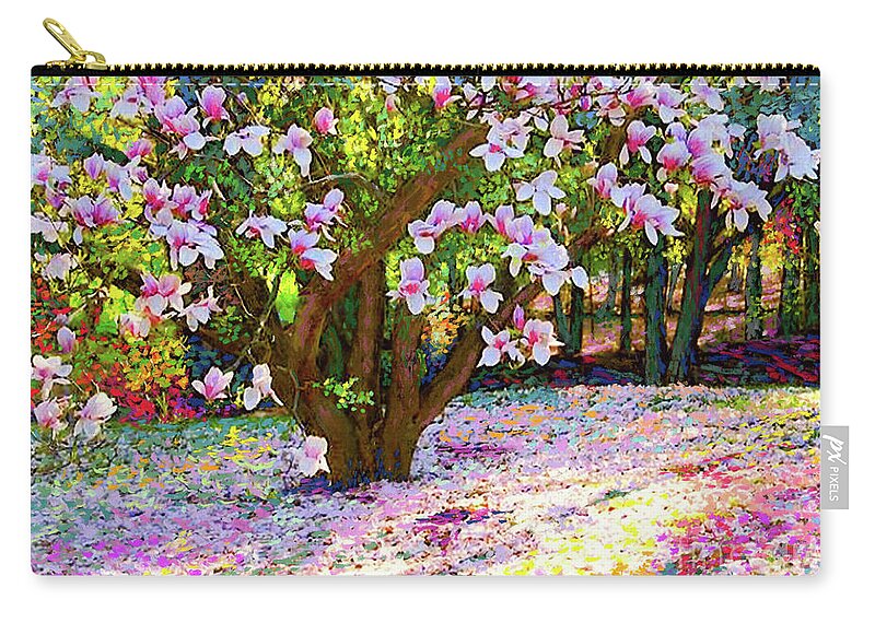 Landscape Zip Pouch featuring the painting Magnolia Melody by Jane Small