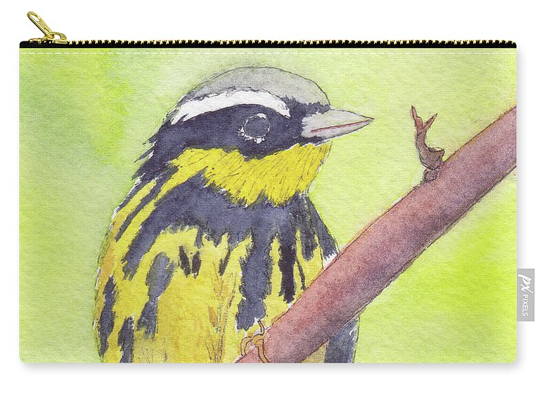 Birds Zip Pouch featuring the painting Magnolia Warbler by Anne Katzeff