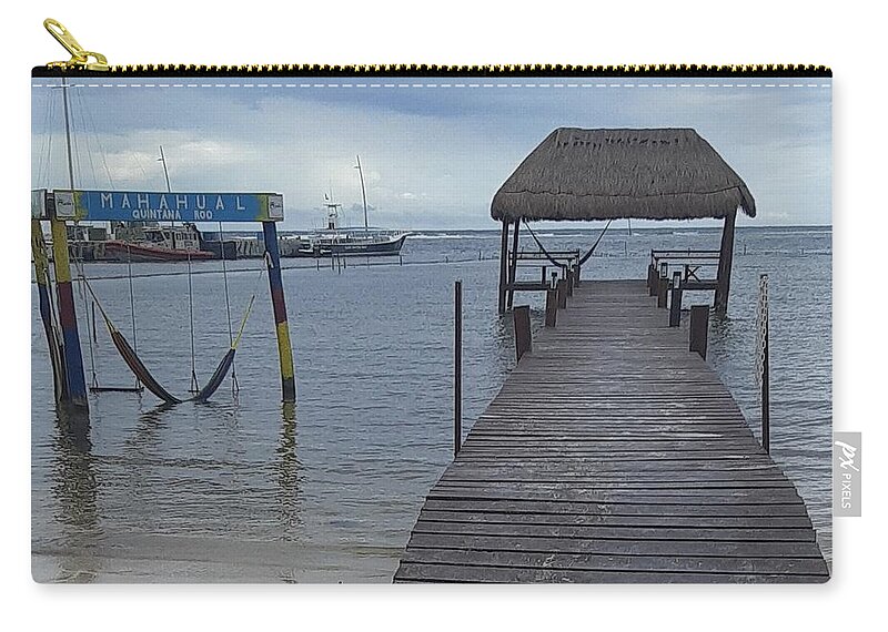 Dock Carry-all Pouch featuring the photograph Mahahual Dock and Swing by Nancy Graham