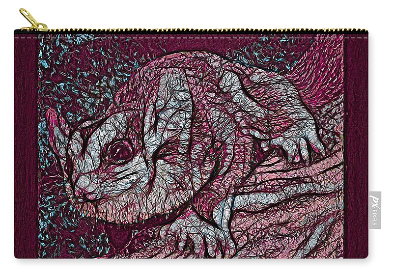 Mahogany Glider Zip Pouch featuring the drawing Mahogany Glider Textured Maroon Pink Blue by Joan Stratton