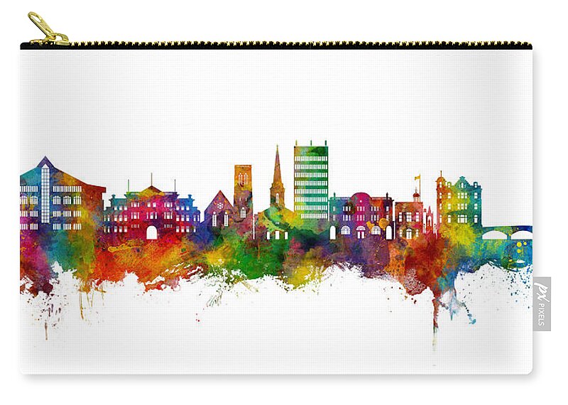 Maidstone Zip Pouch featuring the digital art Maidstone England Skyline #57 by Michael Tompsett
