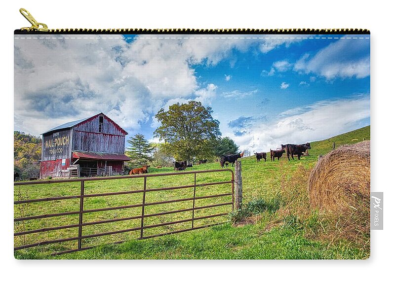 Barn Carry-all Pouch featuring the photograph Mail Pouch Barn and Cows by Ron Grafe