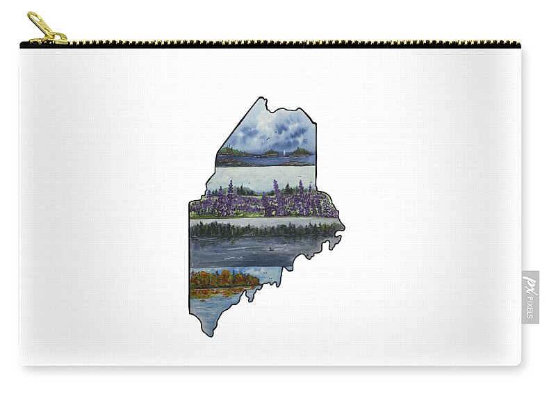 Maine Zip Pouch featuring the painting Maine Vibes by Kellie Chasse