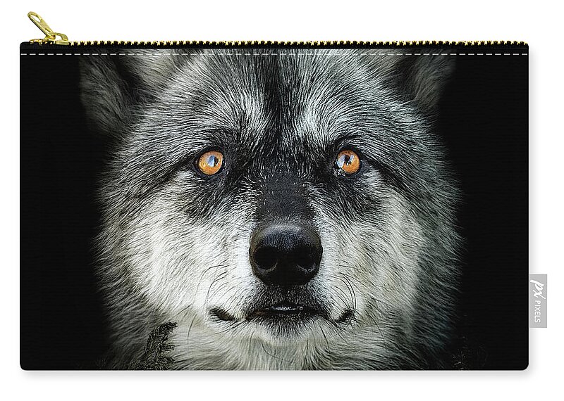 Wolf Carry-all Pouch featuring the digital art Majestic by Maggy Pease