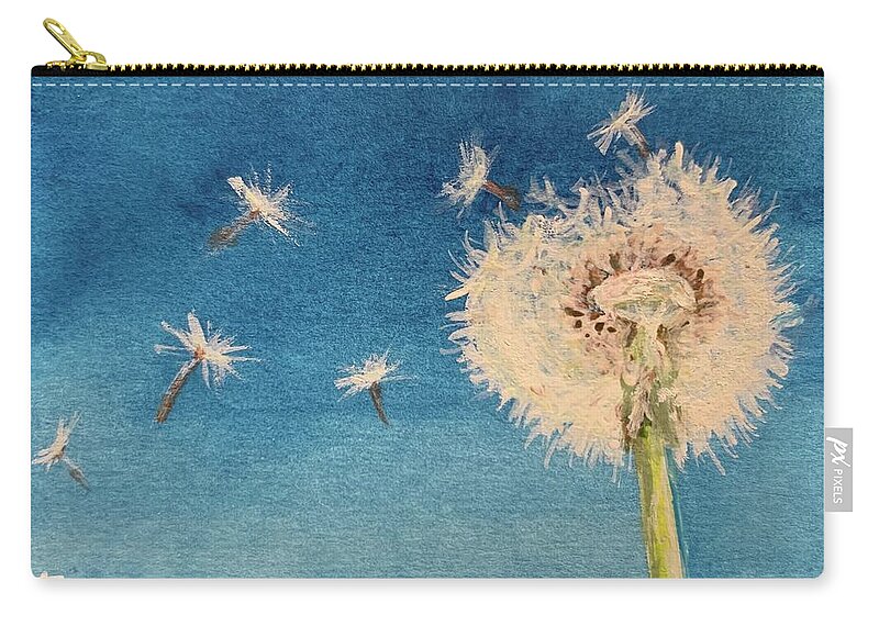 Dandelion Zip Pouch featuring the painting Make a Wish by Tracy Hutchinson