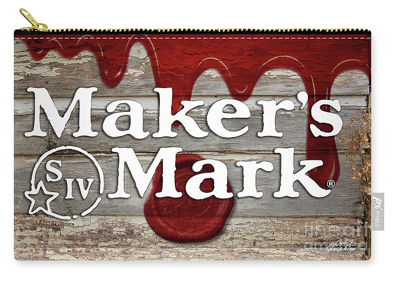 Maker’s Mark Zip Pouch featuring the digital art Makers Mark Barn Wood Sign by CAC Graphics