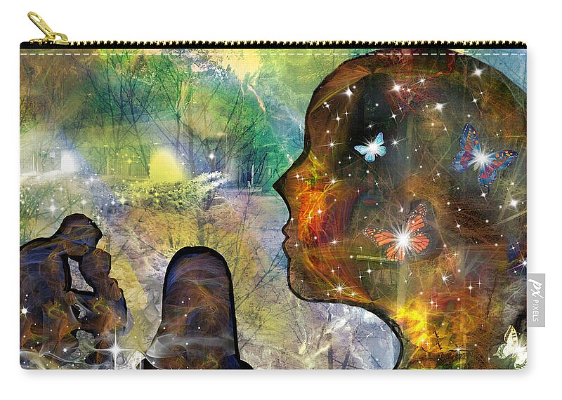 Abstract Art Zip Pouch featuring the mixed media Making Peace With The Past by Diamante Lavendar