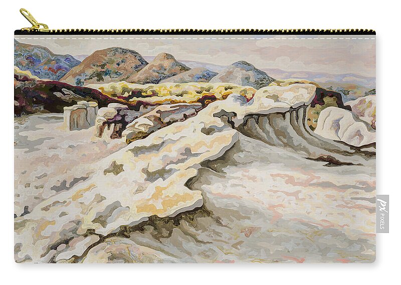 Dale Beckman Zip Pouch featuring the painting Makoshika State Park #8 by Dale Beckman