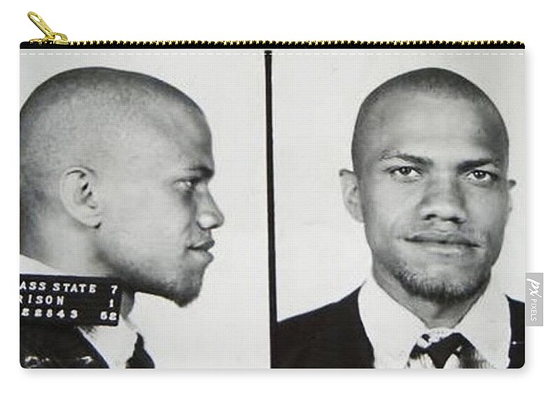 Malcolm X Zip Pouch featuring the photograph Malcolm X Mug Shot Mugshot 2 by Tony Rubino
