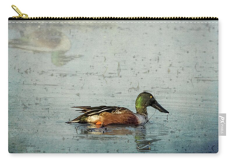 Northern Shoveler Zip Pouch featuring the photograph Male Northern Shoveler and Company by Belinda Greb