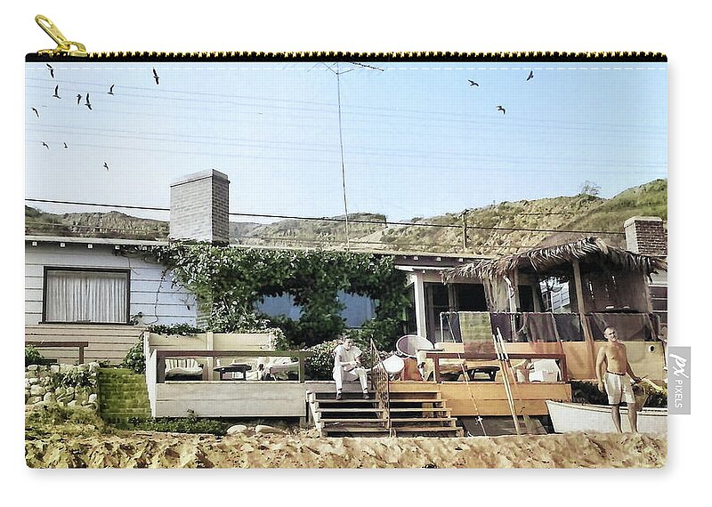 Malibu Beach House Carry-all Pouch featuring the photograph Malibu Beach House - 1960 by Chuck Staley