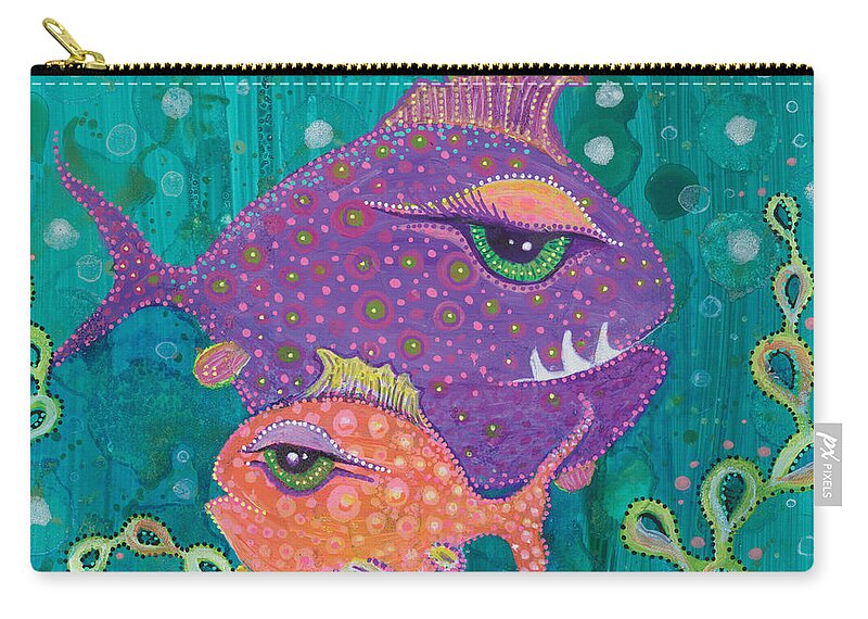 Fish School Carry-all Pouch featuring the painting Fish School by Tanielle Childers