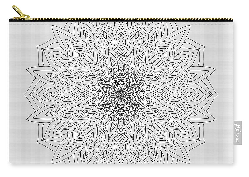 Flowers Carry-all Pouch featuring the digital art Mandala 58 by Angie Tirado