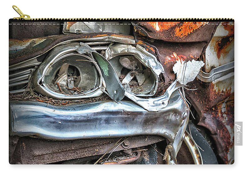Wreck Zip Pouch featuring the photograph Mangled by Walt Foegelle