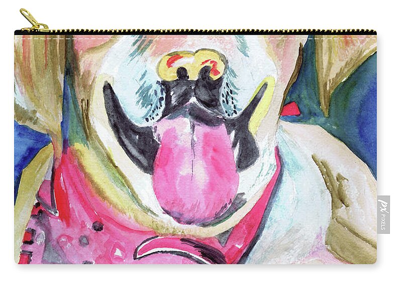 Dog Zip Pouch featuring the painting Man's Best Friend by Genevieve Holland