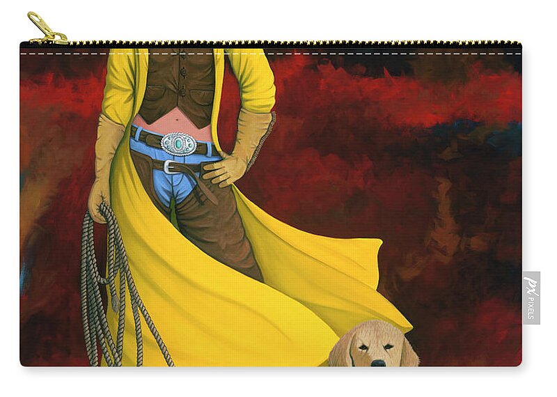 Cowgirl Girl And Dog Carry-all Pouch featuring the painting Man's Best Friend by Lance Headlee