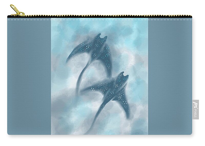 Manta Zip Pouch featuring the digital art Manta rays by Faa shie