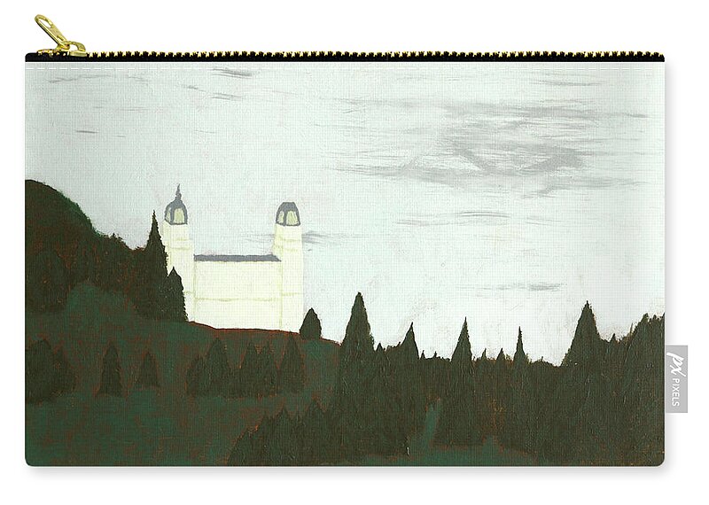 Manti Zip Pouch featuring the painting Manti Temple by K Bradley Washburn