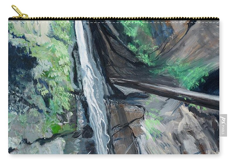 Waterfall Zip Pouch featuring the painting Maple Falls by Santana Star