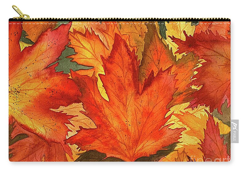 Maple Leaves Zip Pouch featuring the painting Maple Leaves by Lisa Neuman