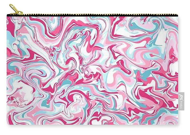 Animals Zip Pouch featuring the digital art Marble Pink Swirls by Royal Palace Arts