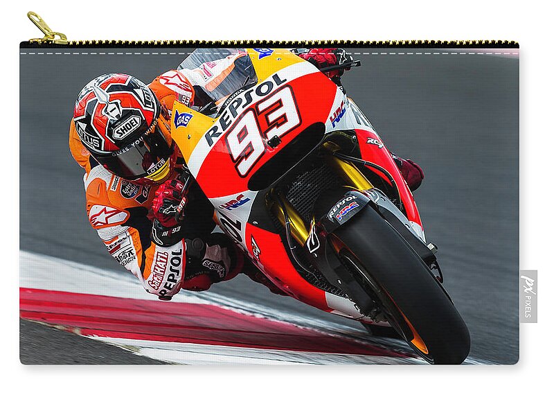 British Grand Prix Zip Pouch featuring the photograph Marc Marquez Silverstone 2014 by Tony Goldsmith