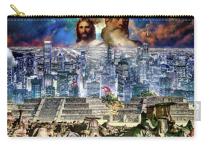 Prehistoric Zip Pouch featuring the digital art March of Time by Norman Brule