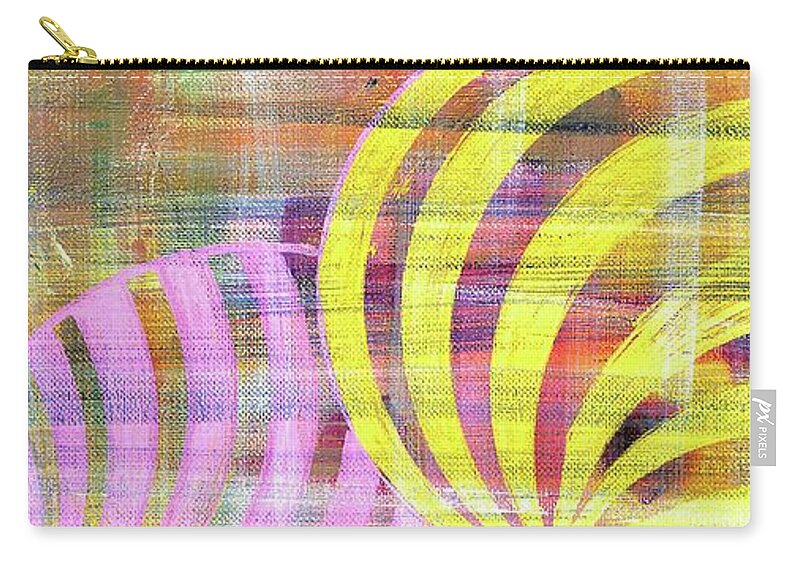 Triptych Jingle Bells Zip Pouch featuring the painting Mardi Gras wide 3 by Patty Donoghue