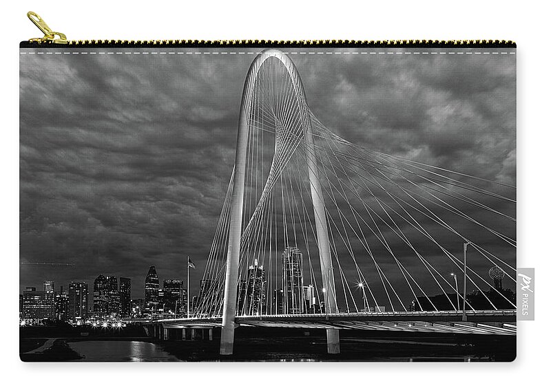 Black & White Zip Pouch featuring the photograph Margaret Hunt Hill Bridge in Black and White by Steve Templeton