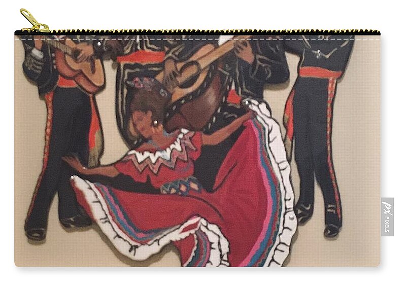 Mariachi Musicians Carry-all Pouch featuring the mixed media Mariachis and Folklorico Dancer by Bill Manson