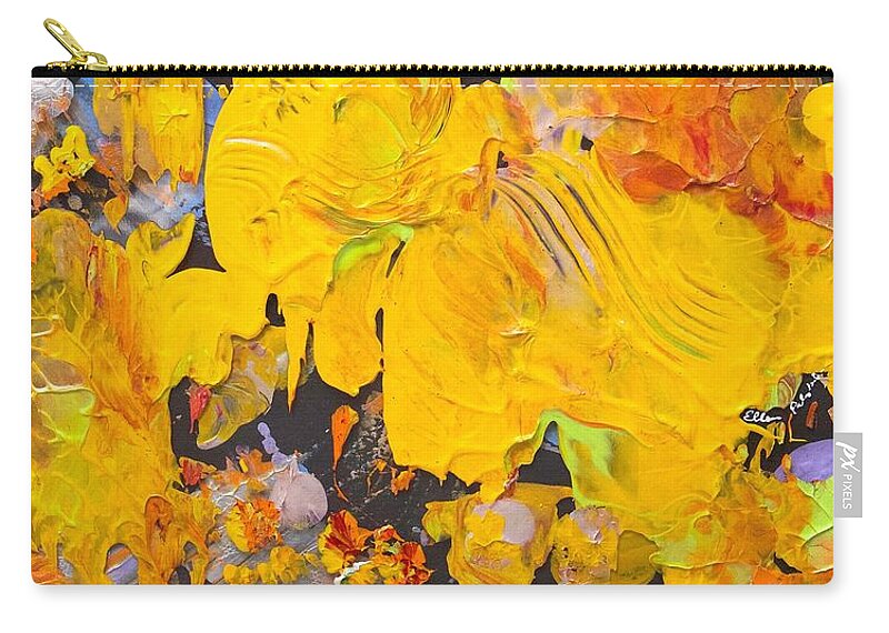 Ellen Palestrant Zip Pouch featuring the painting Marigold Explosion by Ellen Palestrant