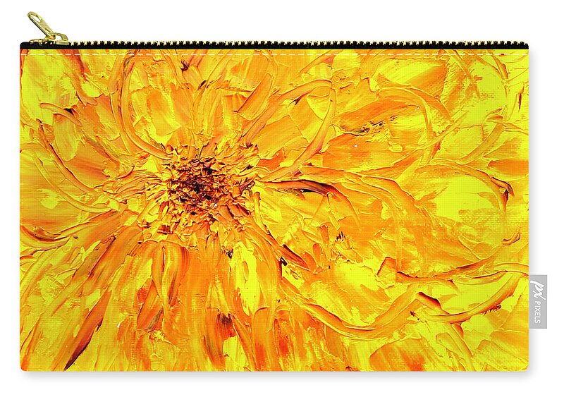 Yellow Carry-all Pouch featuring the painting Marigold Inspiration 3 by Teresa Moerer
