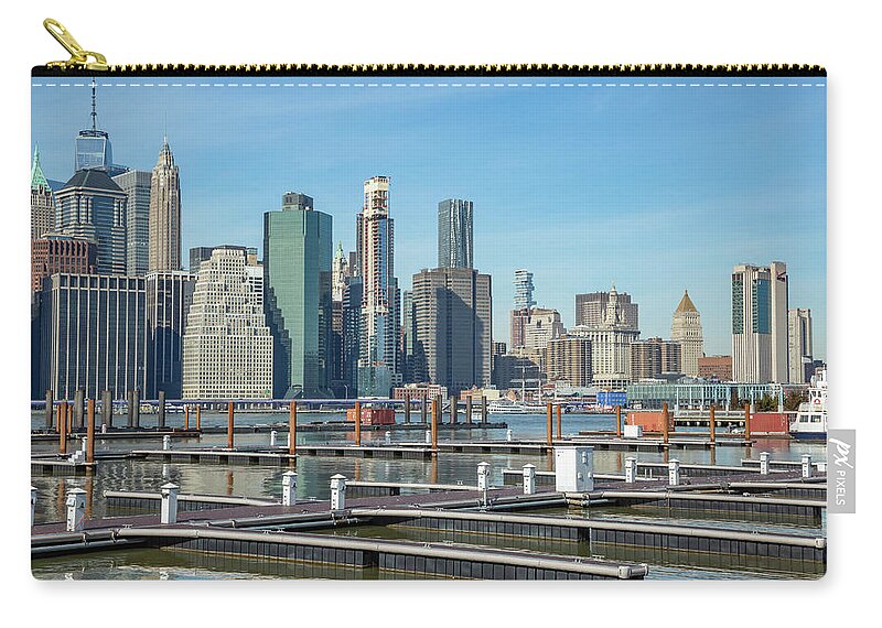 Brooklyn Bridge Park Zip Pouch featuring the photograph Marina Slips by Cate Franklyn