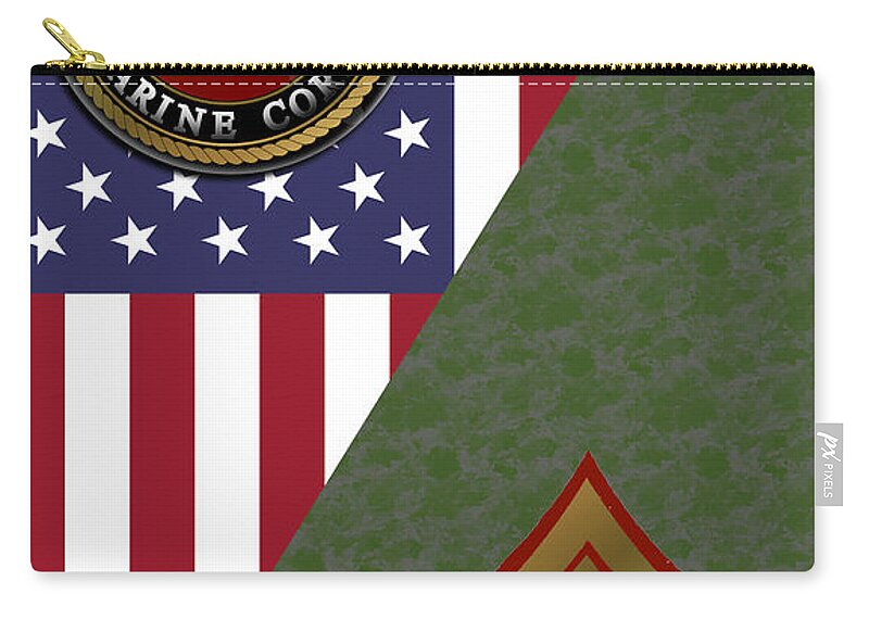 United Zip Pouch featuring the digital art Marine Sergeant by Bill Richards
