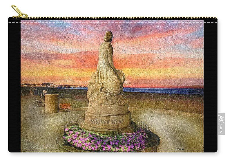 Marine Statue Zip Pouch featuring the painting Marine Statue at Sunrise by Anne Sands