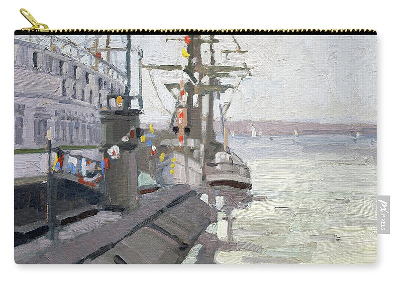 Submarine Zip Pouch featuring the painting Maritime Museum Submarines and The Berkeley - San Diego, California by Paul Strahm