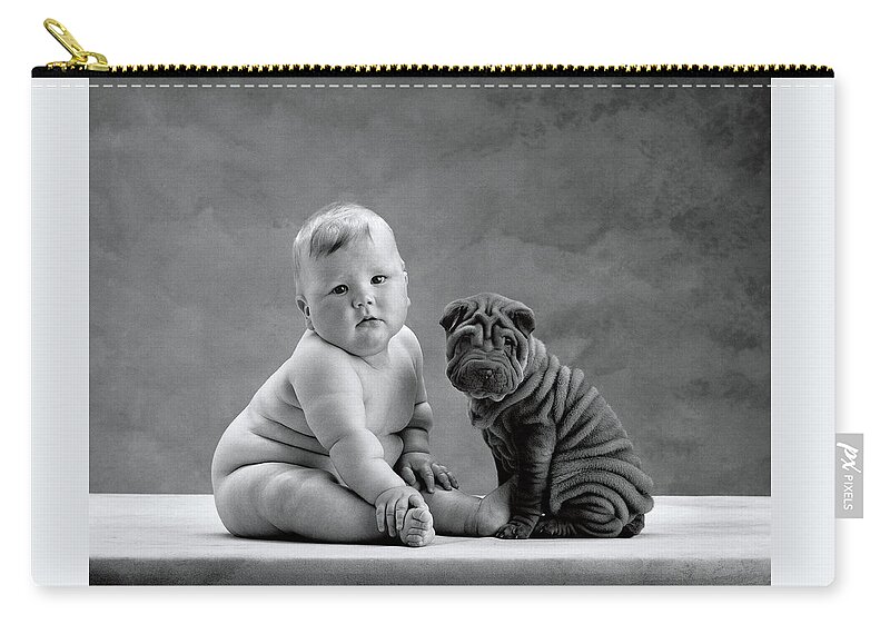 Black & White Carry-all Pouch featuring the photograph Mark and a Shar-Pei Puppy by Anne Geddes
