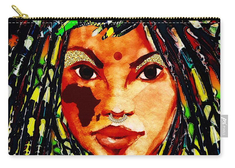 Black Woman Zip Pouch featuring the mixed media Marked For Greatness by Canessa Thomas