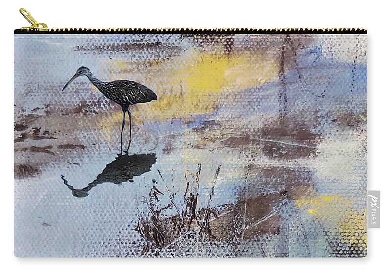Abstract Zip Pouch featuring the mixed media Marsh Impressions 3 by Sharon Williams Eng