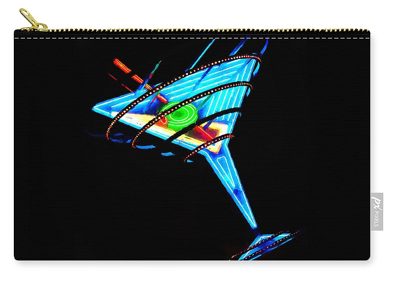 Las Vegas Carry-all Pouch featuring the digital art Martini Glass Las Vegas by Tatiana Travelways
