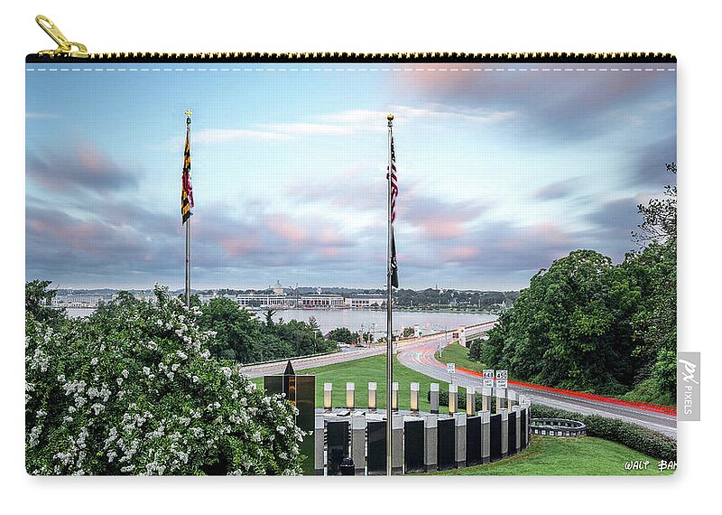 Memorial Zip Pouch featuring the photograph Maryland World War II Memorial by Walt Baker