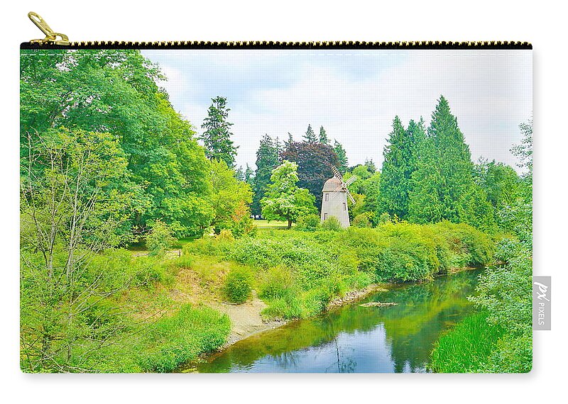 Water Zip Pouch featuring the photograph Marymoor Park Windmill by Bill TALICH