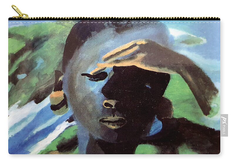 Masai Zip Pouch featuring the painting Masai by Enrico Garff